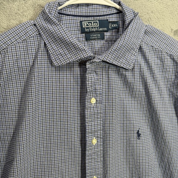 Polo Ralph Lauren Shirt Mens 2XL Blue Check Stanton Classic Fit Button Up - Picture 1 of 8